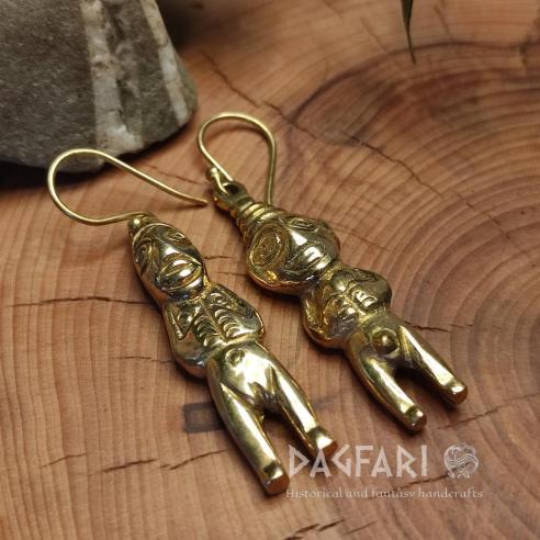 ASK and EMBLA – The Sacred Couple – Stylized Golden Fertility Earrings