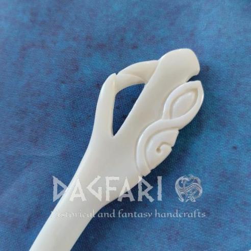 VIKING DRAGON REPLIKA – Handgeschnitzte Haarnadel aus Knochen für Haare und Mäntel