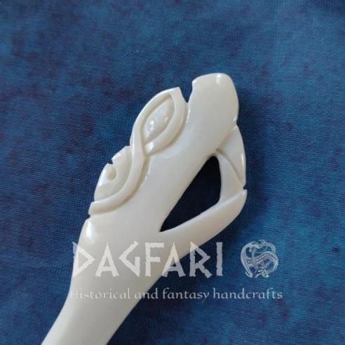VIKING DRAGON REPLIKA – Handgeschnitzte Haarnadel aus Knochen für Haare und Mäntel