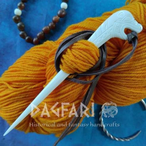 OSEBERG VIKING DRAGON REPLICA Hand-carved bone hairpin and cloak pin