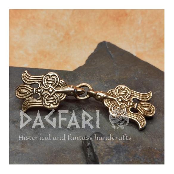ODINOVI KRKAVCI vikingská severská spínací brož, reenactment, LARP - pevné spony, mosazné háčky na kaftan
