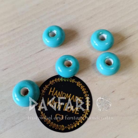 GLASS BEAD TURQUOISE - hand wound small blue-green bead