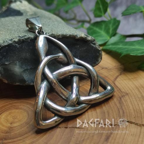 SNAKE TRIQUETRA Pendant, large Celtic triquetra amulet with snakes, stainless steel