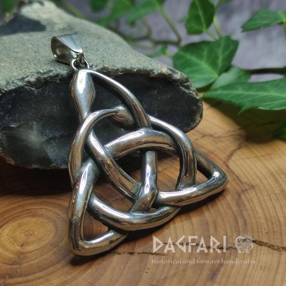 SNAKE TRIQUETRA Pendant, large Celtic triquetra amulet with snakes, stainless steel