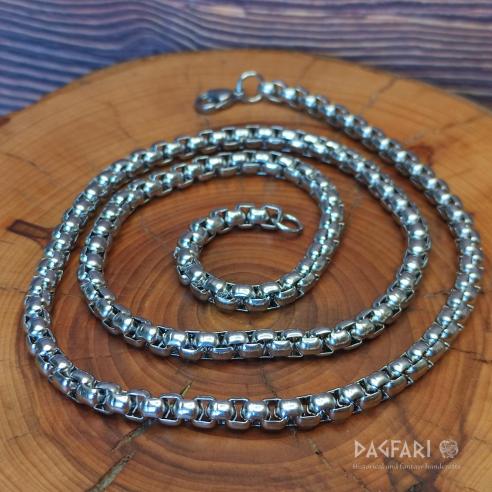 .UNISEX – Runde, kräftige Kette aus Edelstahl, 5 mm, 60 cm