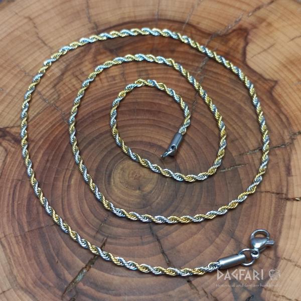 .TWIST - Kroucený řetízek z nerezové oceli,  mix zlatá stříbrná barva, 4 mm 50 cm