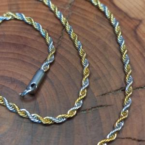 .TWIST - Kroucený řetízek z nerezové oceli,  mix zlatá stříbrná barva, 4 mm 50 cm