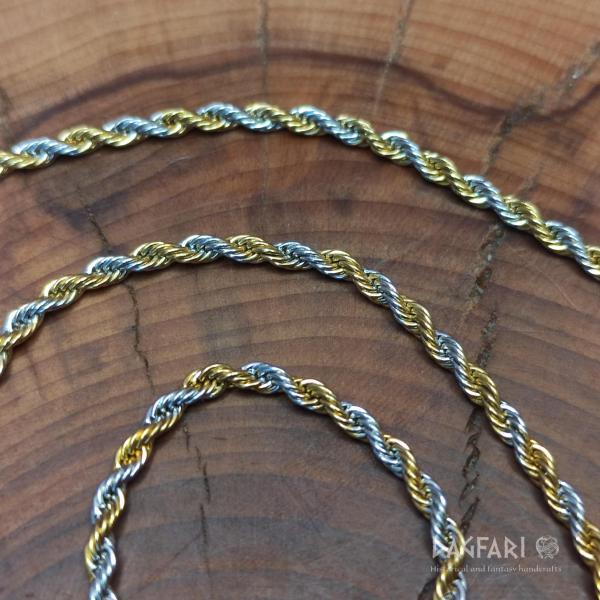 .TWIST - Kroucený řetízek z nerezové oceli,  mix zlatá stříbrná barva, 4 mm 50 cm