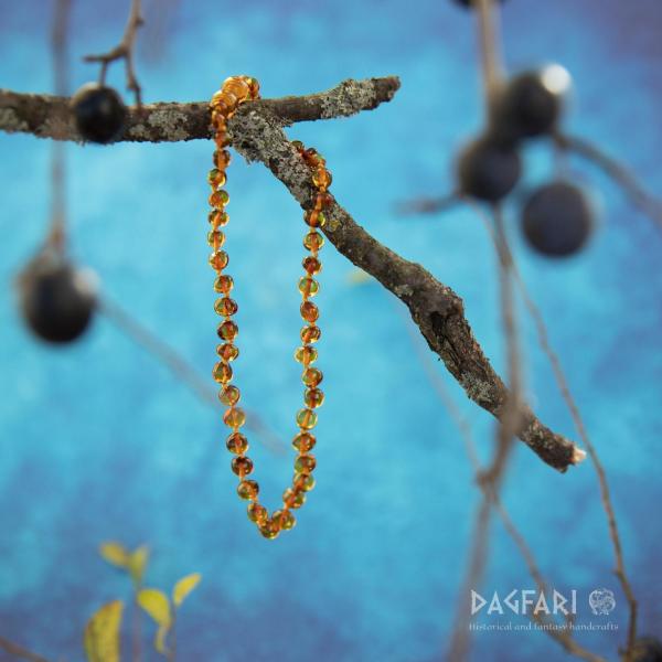 Necklace Amber, children's, BEADS with knots, caramel colour