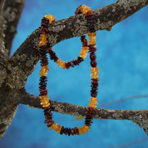 Necklace Amber - flat stones with hidden clasp - popular combination 3 x 4
