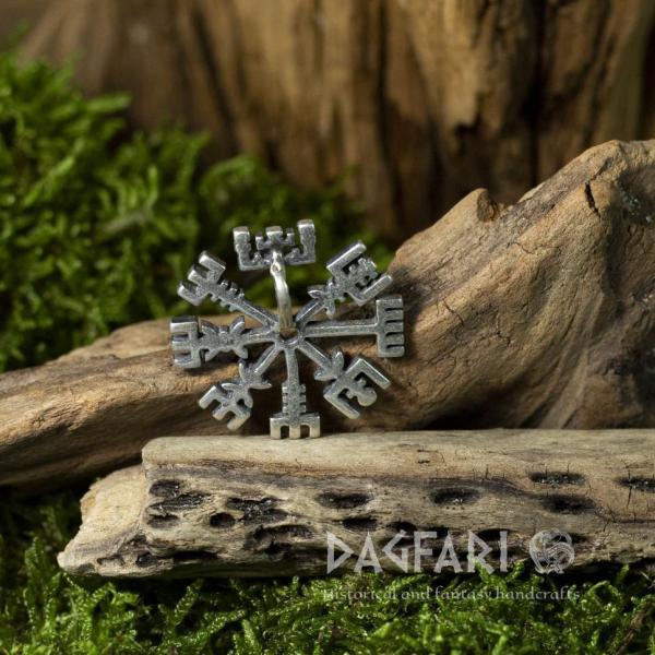 Amulet Vegvísir, the Viking compass symbol - silver, Ag 925/1000