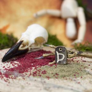 Pendant "D" carved into deer antler 2