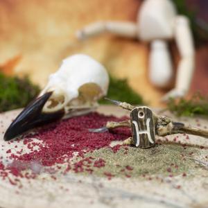 Pendant "H" carved into deer antler 2