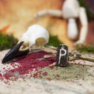 Pendant "P" carved into deer antler 2