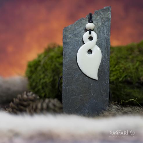 Amulett BOHO Blatt, doppelseitig - Knochen