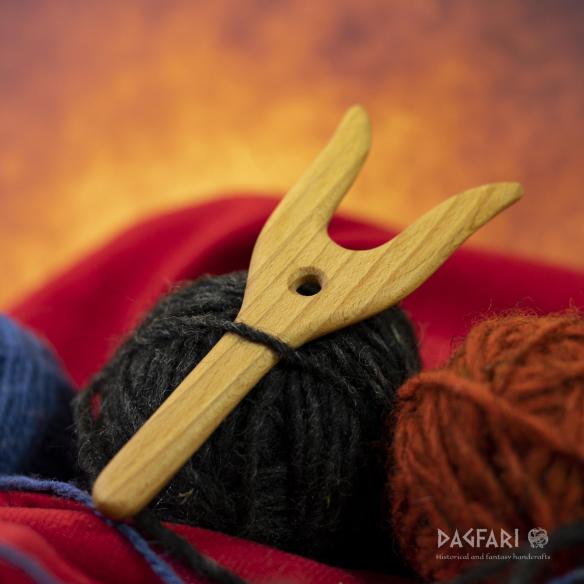 Lucet - wooden fork for knitting string - medieval craft