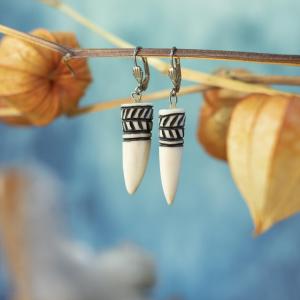 Earrings - deer antler, Twig - black 2