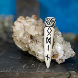 Pendant antler tip Dagfari - ODIN, black, runes