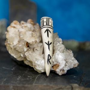 Pendant antler tip Dagfari - TYR, black, runes