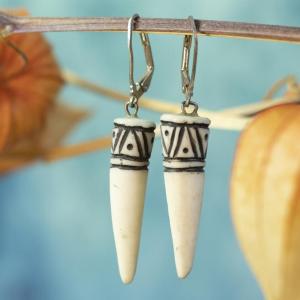 Earrings - deer antler, Viper - black