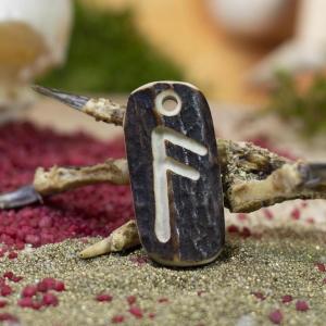 Anhänger - Rune ,,ANSUZ" [ a ] - Wikinger-Hirschgeweih-Amulett