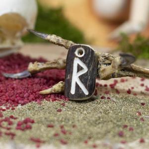 Anhänger - Rune ,,RAIDO" [ r ] - Wikinger-Hirschgeweih-Amulett