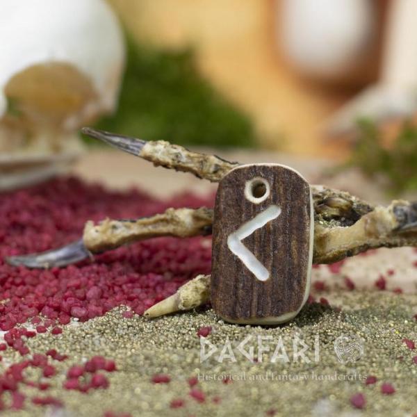 Rune ,,KAUNAZ" [ k ] - Viking deer antler amulet