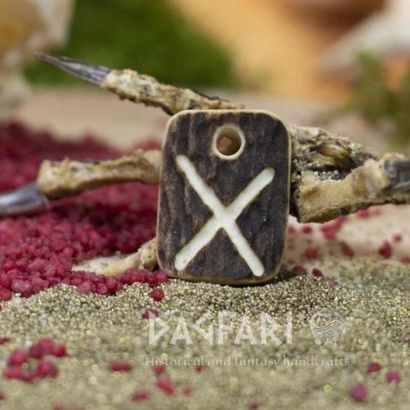 Přívěsek - Runa ,,GEBO" [ g ] - Vikinský amulet z jeleního parohu