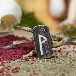 Přívěsek - Runa ,,WUNJO" [ w ] - Vikinský amulet z jeleního parohu