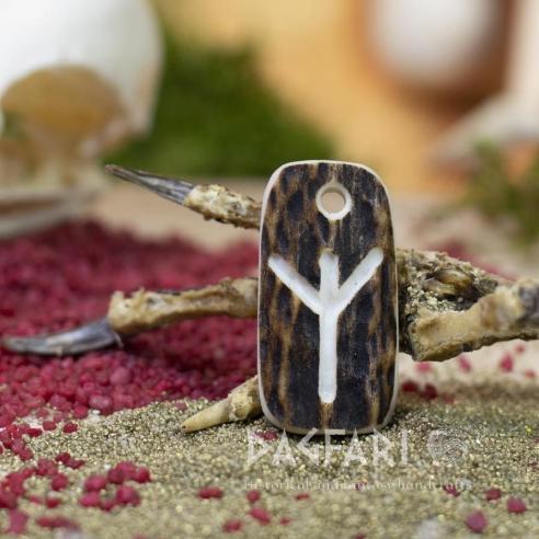 Pendant - Rune ,,ALGHIZ" [ z, R ] - Viking deer antler amulet