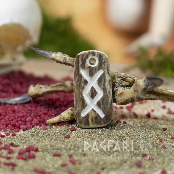 Anhänger - Rune ,,INGWAZ" [ ŋ, ng ] - Wikinger-Hirschgeweih-Amulett