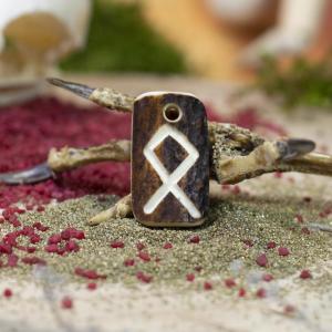 Rune ,,OTHALA" [ o ] - Viking deer antler amulet