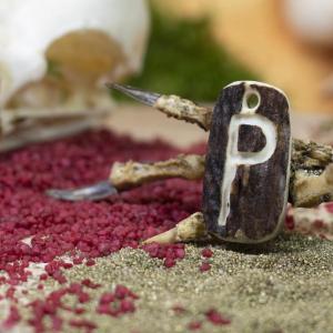 Pendant "P" carved into deer antler