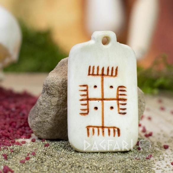 Medailon Slunce - jelení paroh, červený