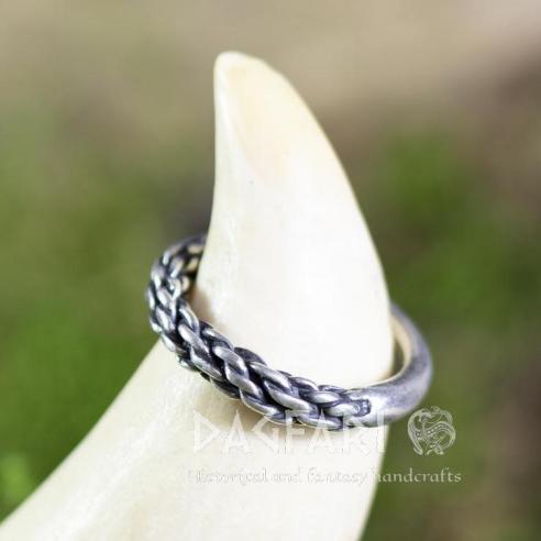 Knitted ring for Viking and Slav, a popular replica for the early Middle Ages - silver