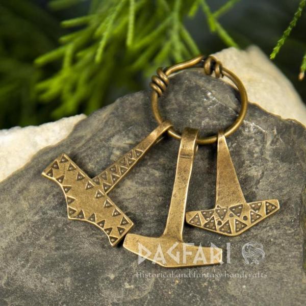 Replik Wikinger Anhänger Drei Hämmer im Kreis, beliebte Miniaturen- Bronze