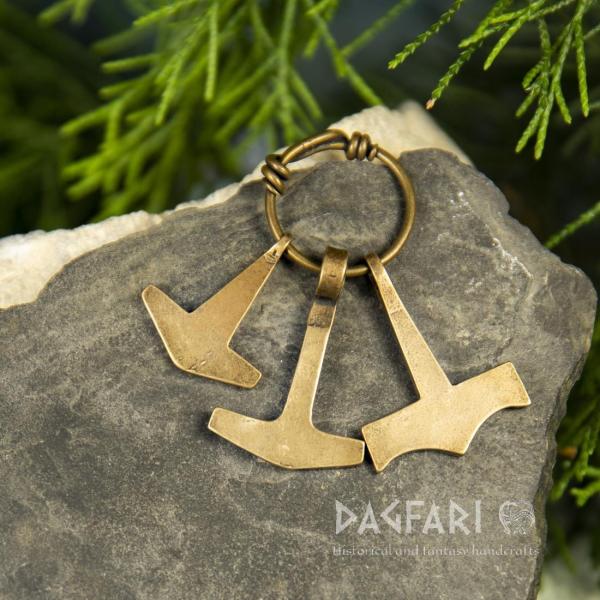 Replik Wikinger Anhänger Drei Hämmer im Kreis, beliebte Miniaturen- Bronze