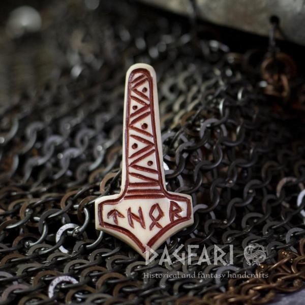 Thor's Hammer Horizontal runes THOR - red