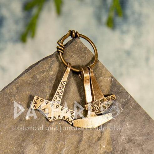 Replik Wikinger Anhänger Drei Hämmer im Kreis, beliebte Miniaturen- Bronze