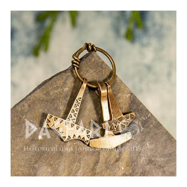 Replik Wikinger Anhänger Drei Hämmer im Kreis, beliebte Miniaturen- Bronze