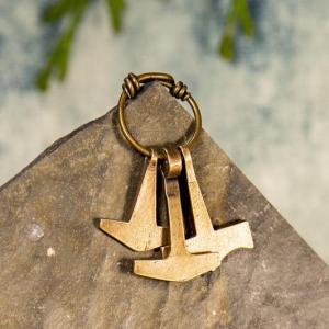 Replika Vikinský přívěsek - oblíbené miniatury Tři kladiva na kruhu - bronz 2
