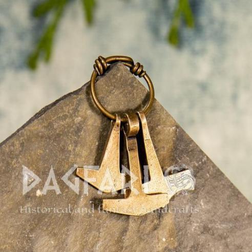 Replik Wikinger Anhänger Drei Hämmer im Kreis, beliebte Miniaturen- Bronze