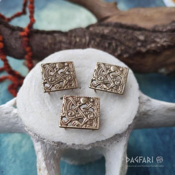 VIKING Messing Gürtelbeschläge, gefasst im Mammen-Kunststil