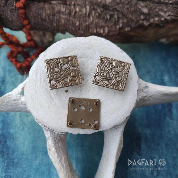 VIKING Messing Gürtelbeschläge, gefasst im Mammen-Kunststil