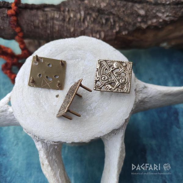 VIKING Messing Gürtelbeschläge, gefasst im Mammen-Kunststil