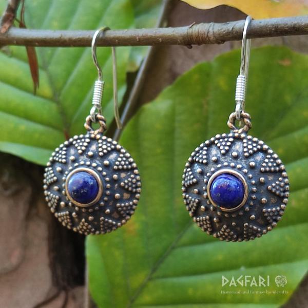 Ohrringe Živa - Bronze mit Lapis Lazuli-Stein