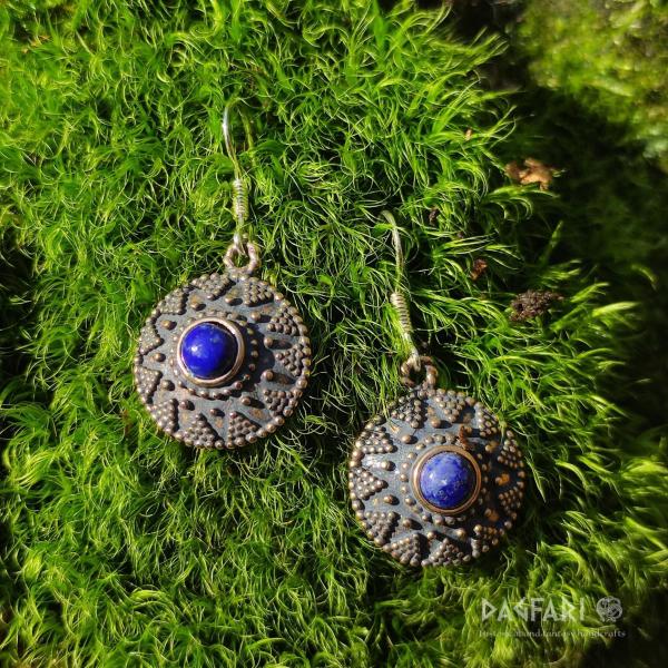 Ohrringe Živa - Bronze mit Lapis Lazuli-Stein