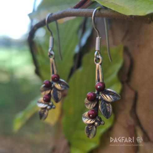 Náušnice Bobulka brusinka - bronz s krystaly Swarovski