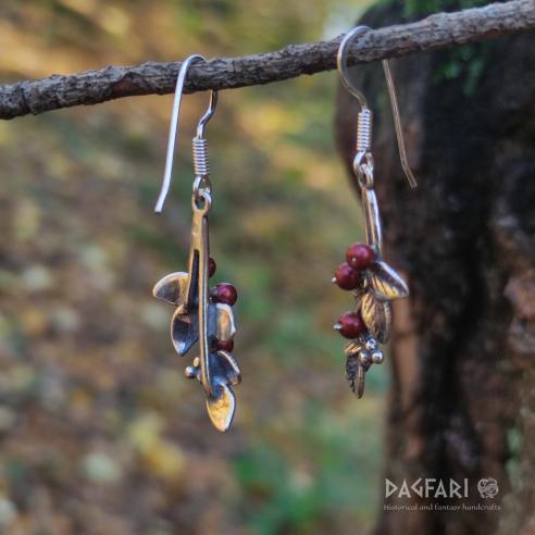 Earrings Cranberry berry - bronze with Swarovski crystals