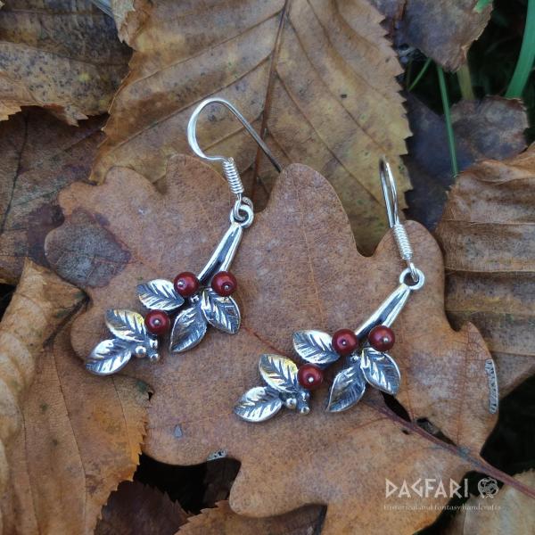 Earrings Cranberry berry - silver with Swarovski crystals, Ag 925/1000